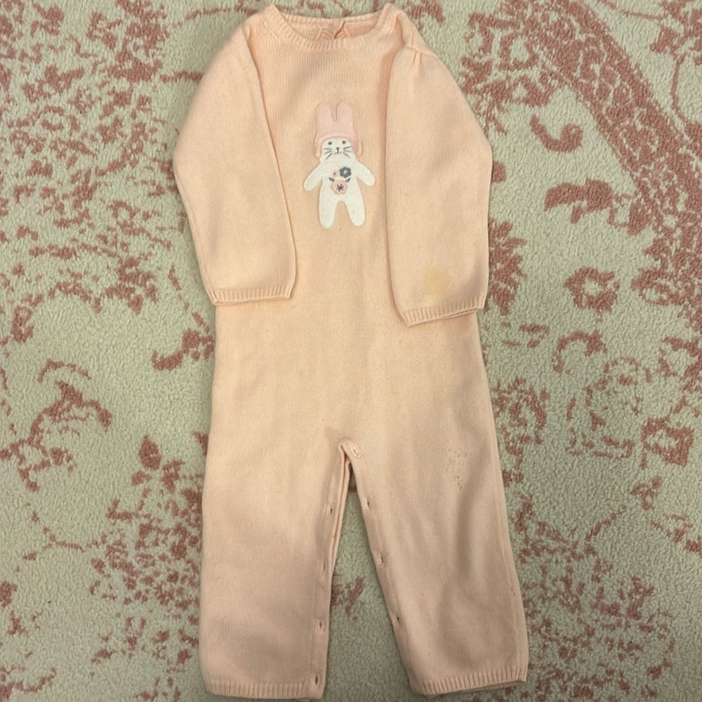 GUC 12-18m Janie and Jack cotton/angora blend pink pants suit